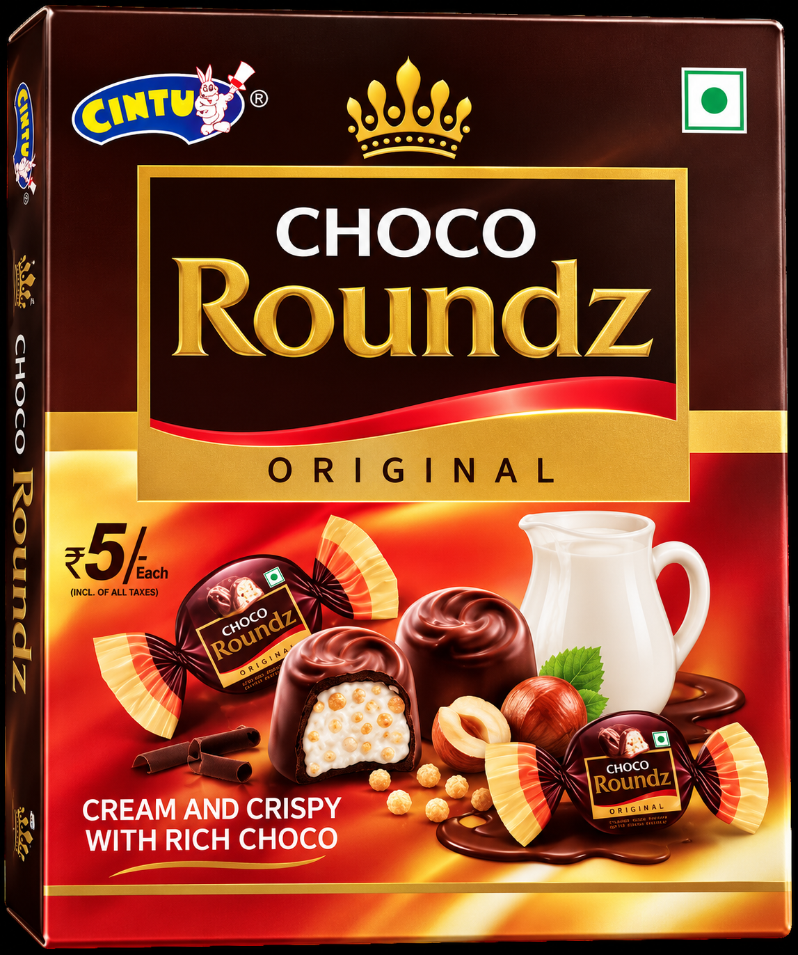 Cintu Choco Roundz Original Cream & Crispy Chocolate Box