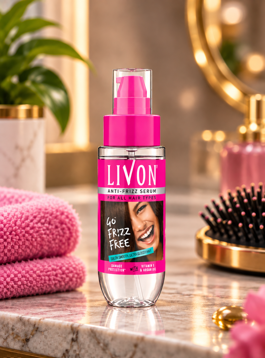 Livon Anti-Frizz Hair Serum with Vitamin E & Argan Oil